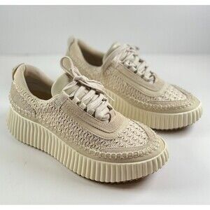 Dolce Vita Dolen Womens Shoes Beige Knit Sneakers Chunky Low Top Fashion US 7.5